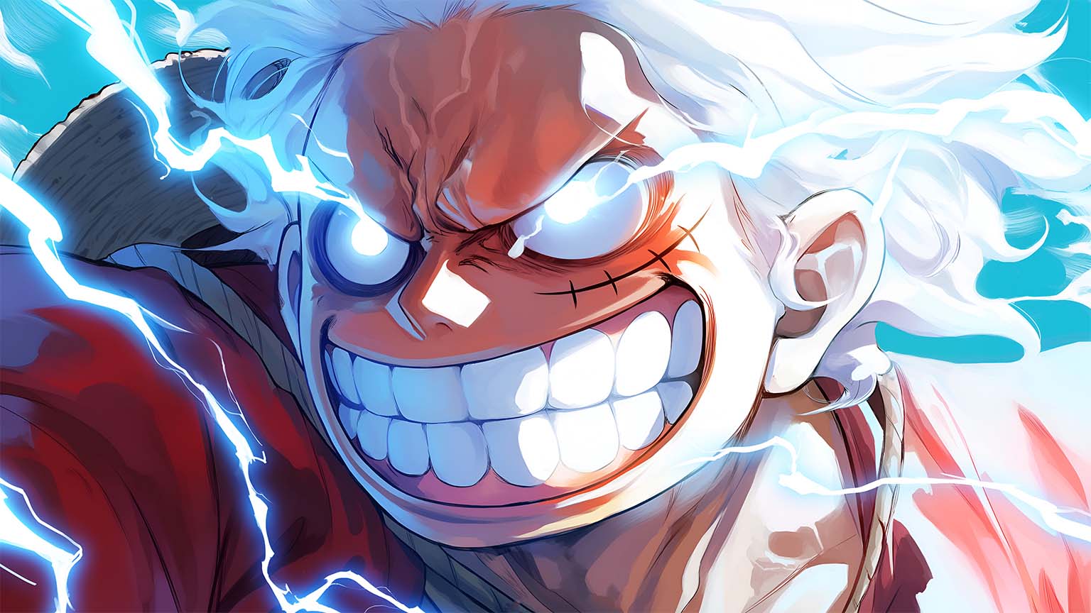 1536x864 Gear 5 Luffy Lightning Smile One Piece Desktop Wallpaper 4K