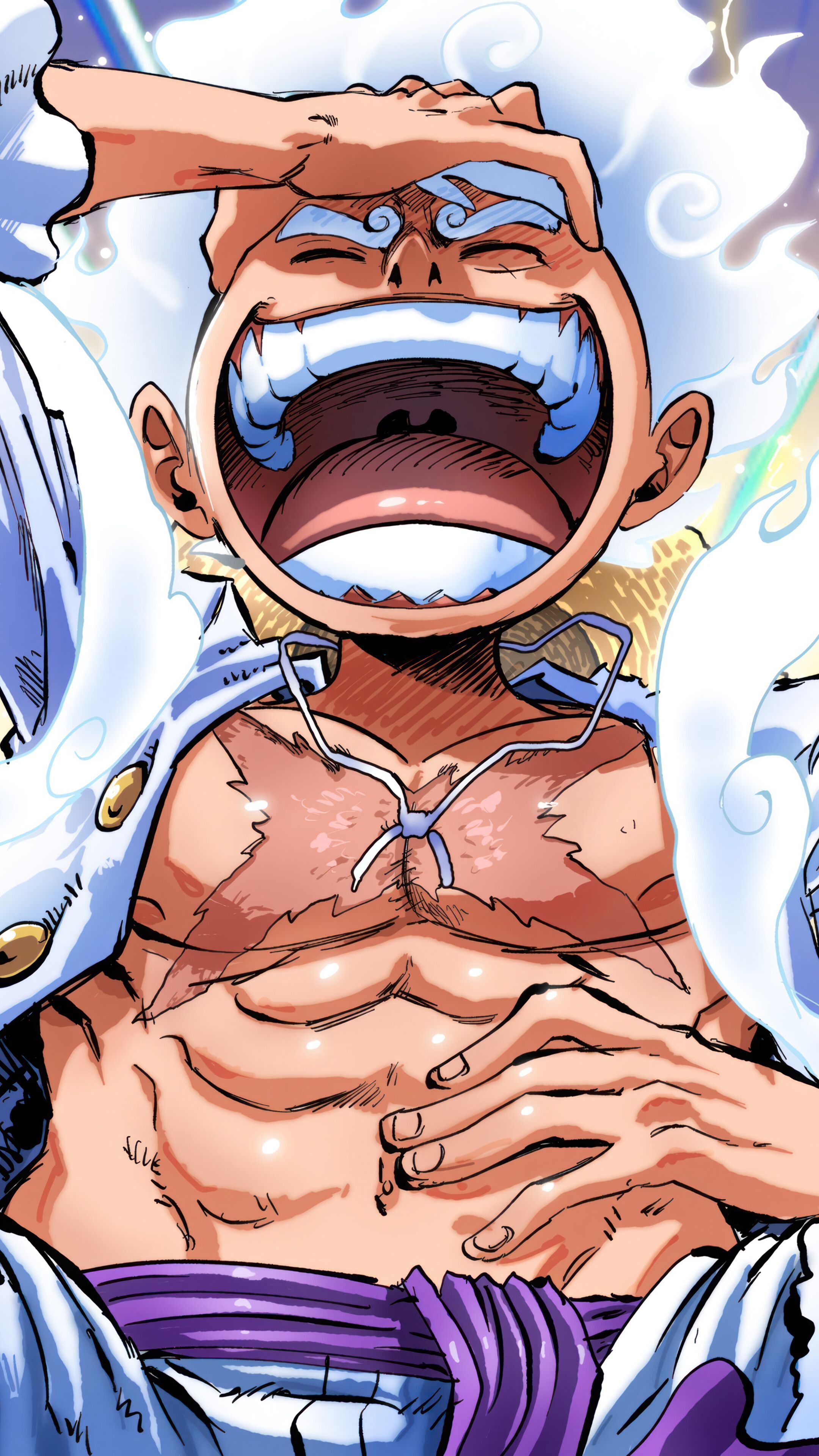 2160x3840 Luffy Gear 5 Laughing One Piece 4K Wallpaper iPhone HD Phone l