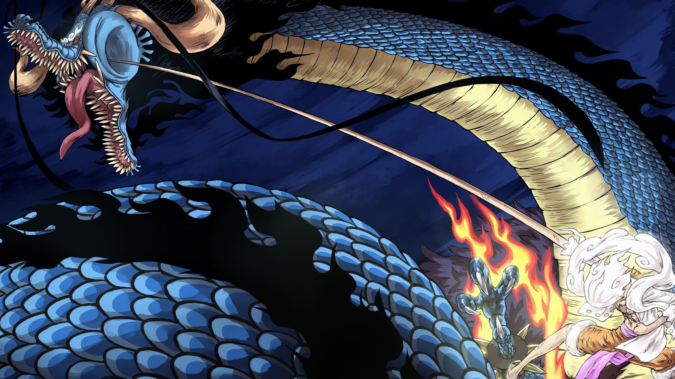 2560x1440 Monkey D. Luffy Gear 5 Kaido HD One Piece Wallpaper
