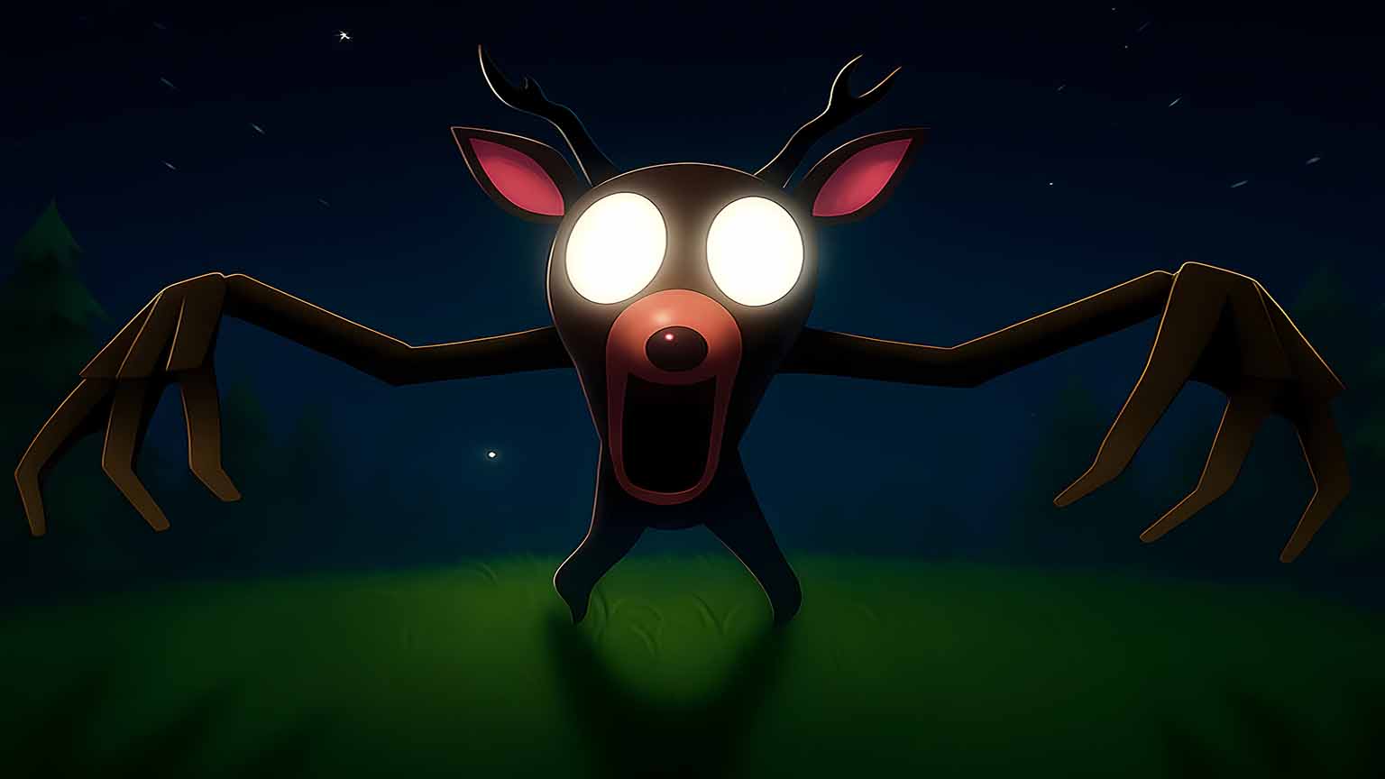 1536x864 Nights in the Forest Deer Glowing Eyes Desktop Wallpaper