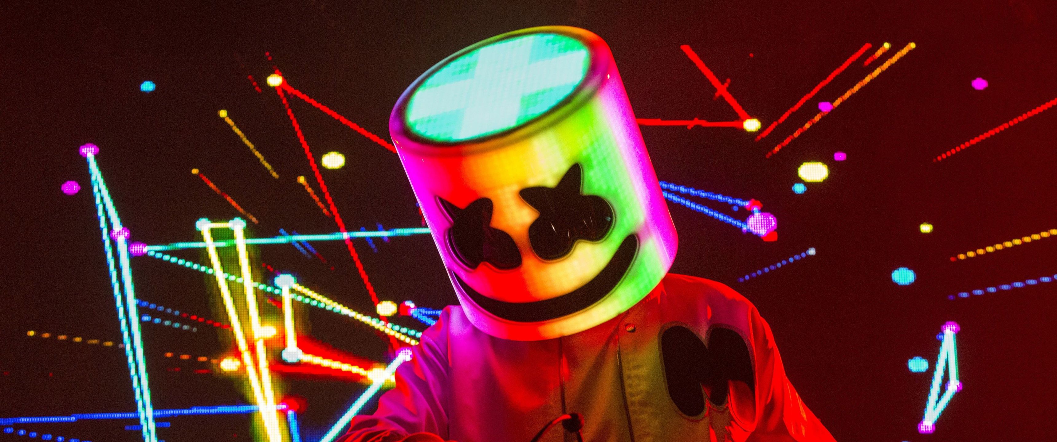 3440x1440 American DJ Wallpaper 4K, Marshmello, Live concert