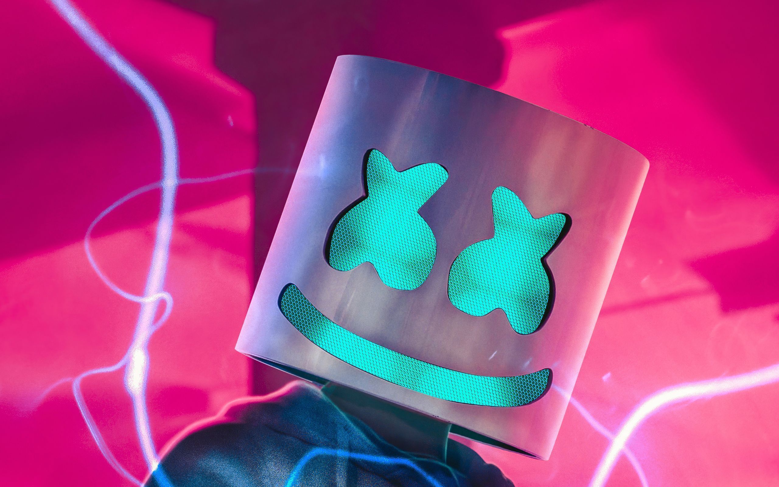 2560x1600 DJ Marshmallow on a pink background Desktop wallpaper 2560x1600