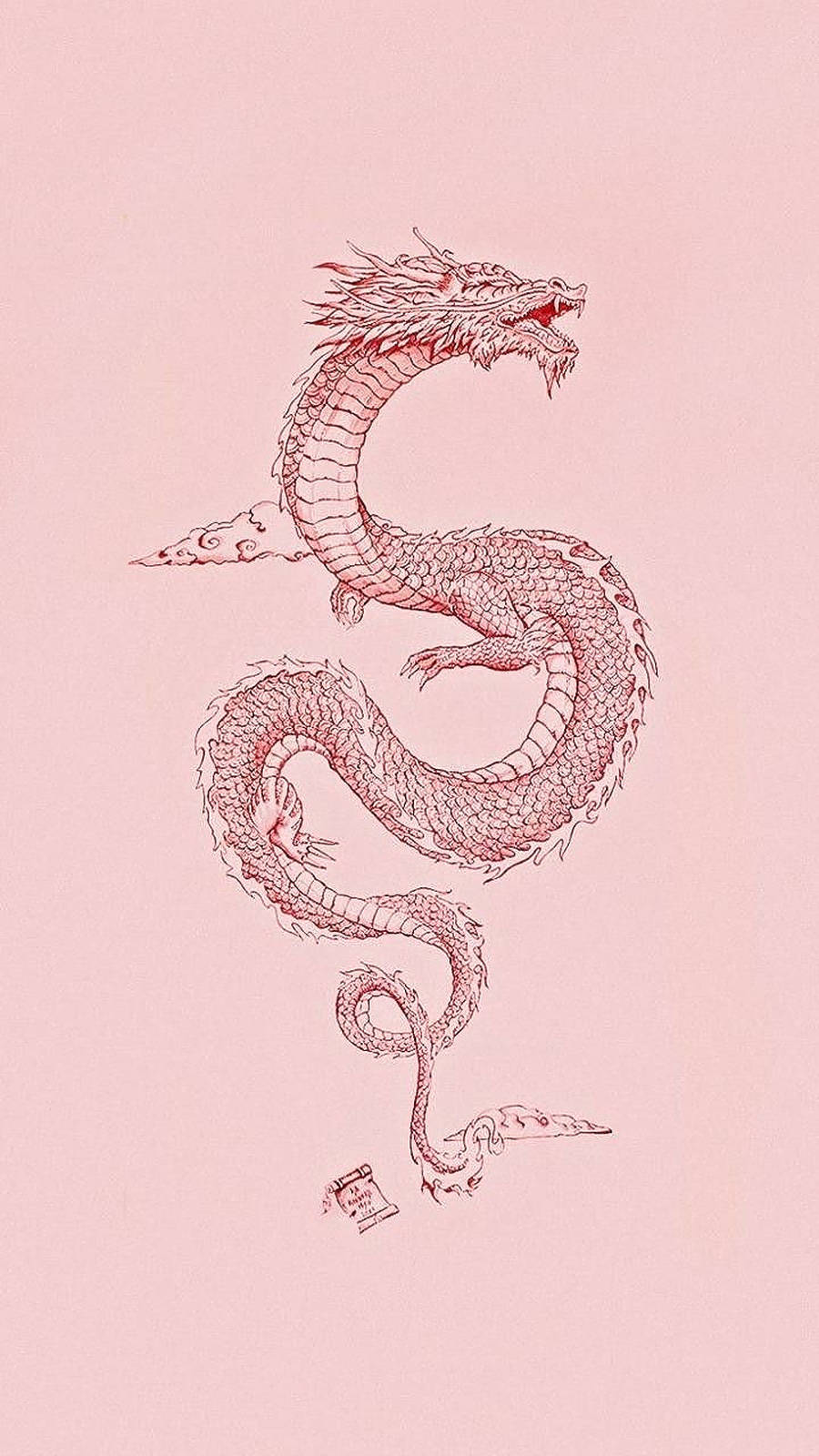 900x1600 Download Red Sketched Japanese Dragon Tattoo Wallpaper