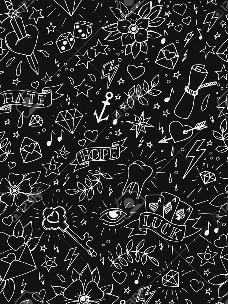 800x1067 Vintage Hand Drawn Traditional Tattoo Background Vector Royalty [] for your, HD phone wallpaper