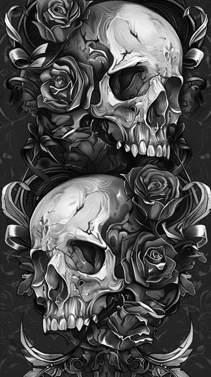 740x1320 Skull Full Back Tattoo Photo Free High Quality Picture