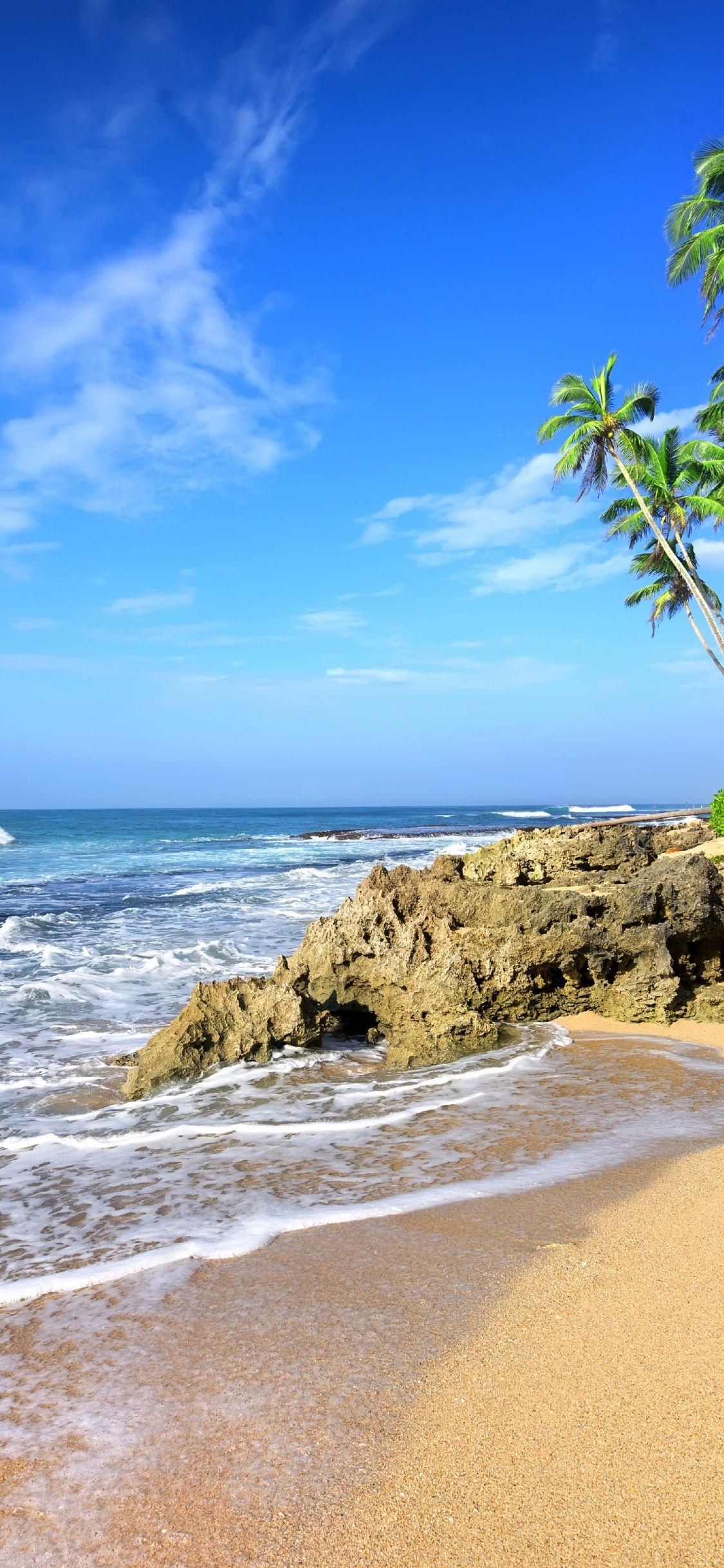 1125x2436 Download 1125x2436 wallpaper beach, sea waves, tropical beach