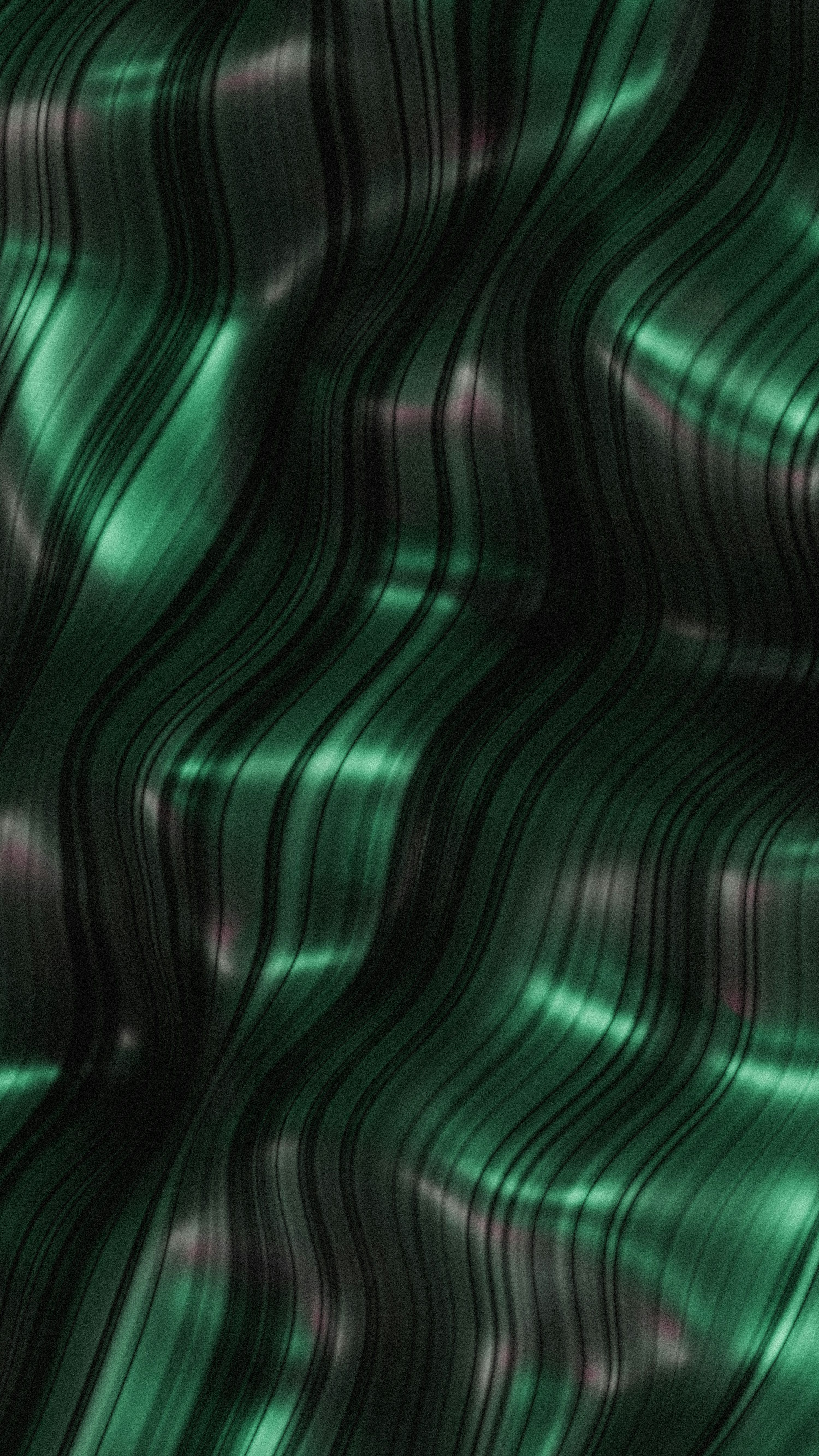 3000x5333 Wavy, iridescent, dark green and black abstract texture. photo