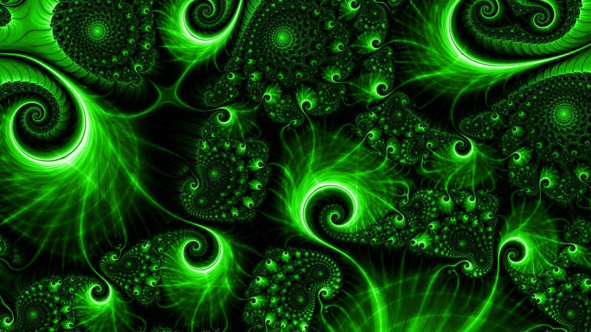 1920x1080 Dark Green Fractal Art Pattern HD Green Aesthetic Wallpaper