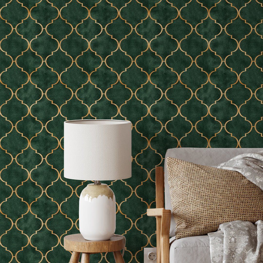 1080x1080 Dark Green Art Deco Wallpaper CC332