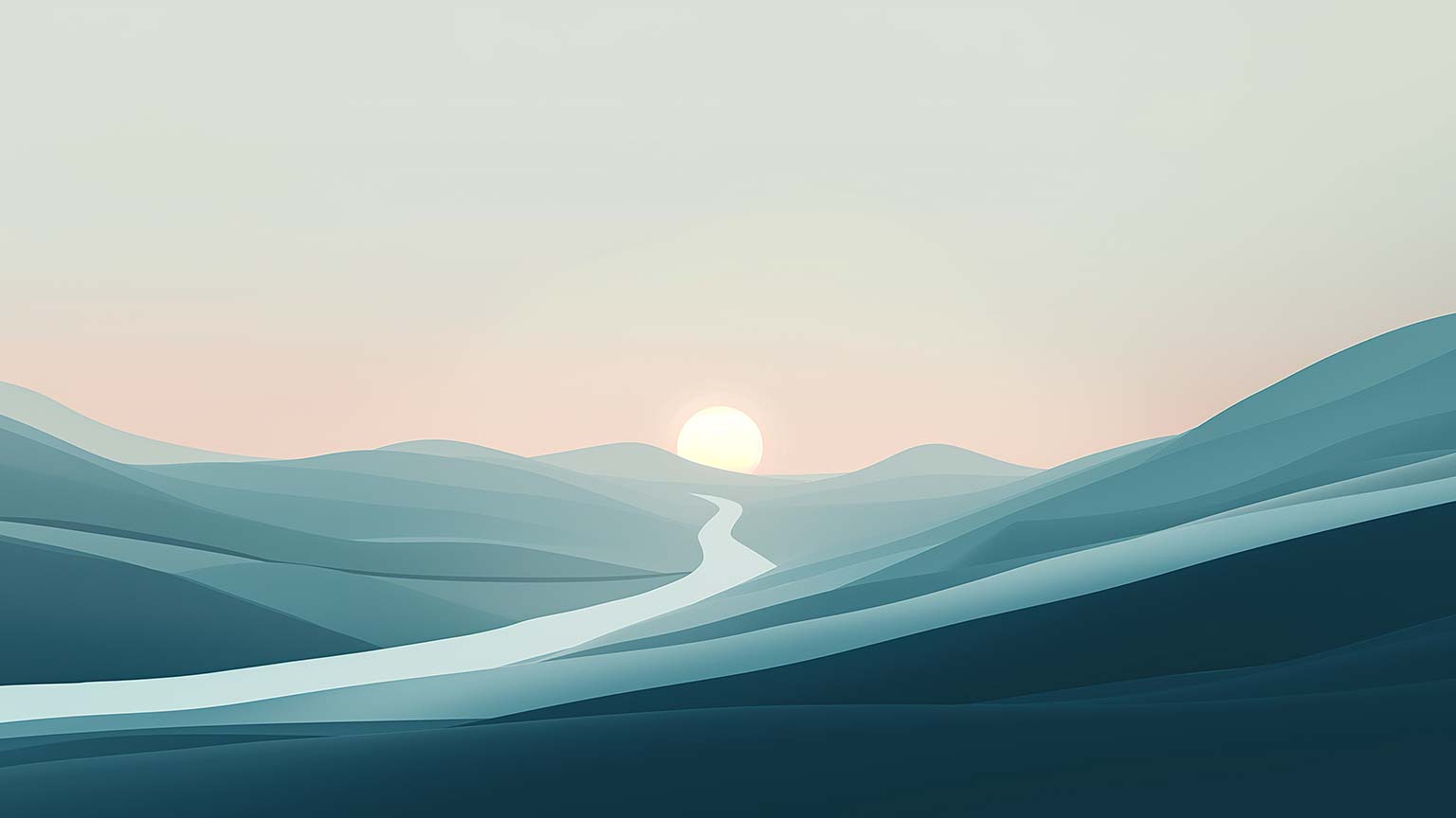 1536x864 Mountains River at Dawn Desktop Wallpaper
