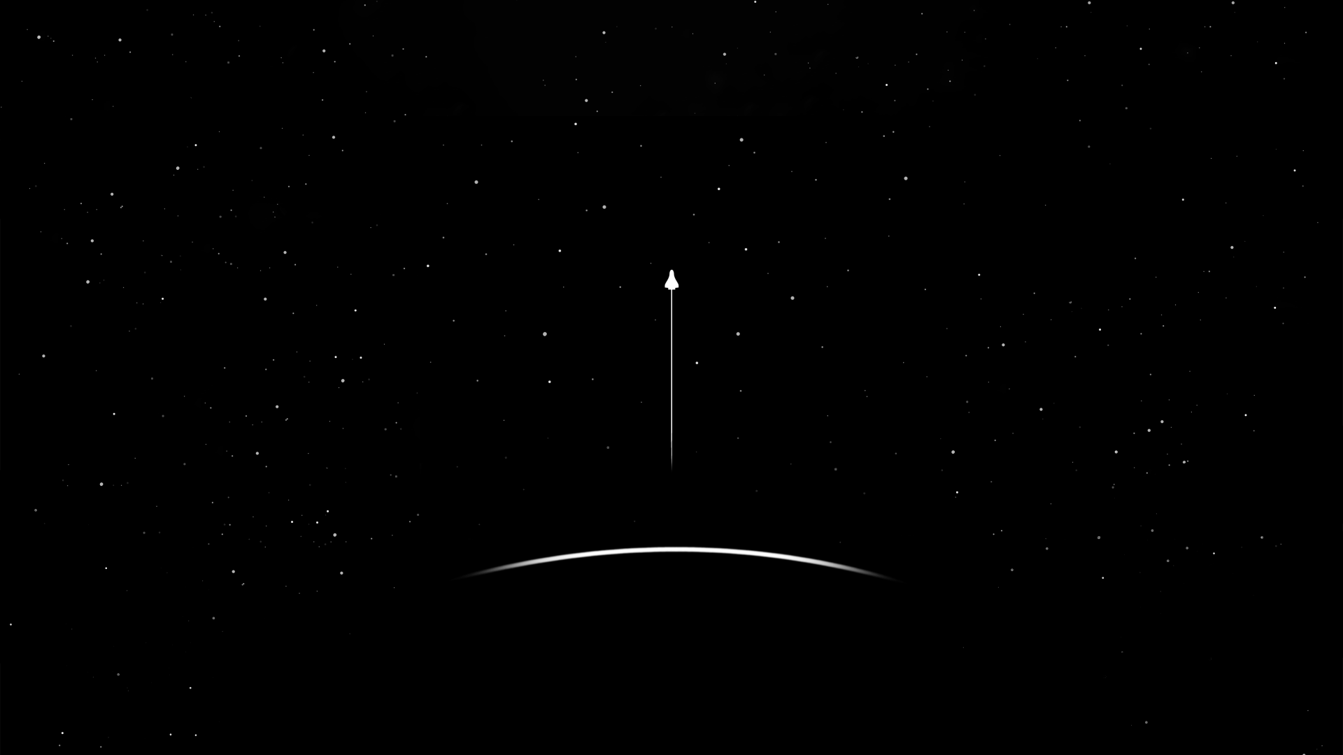 1920x1080 Minimalist Sci Fi Spaceship Journey. Black & White 4K Ultra HD Space Wallpaper