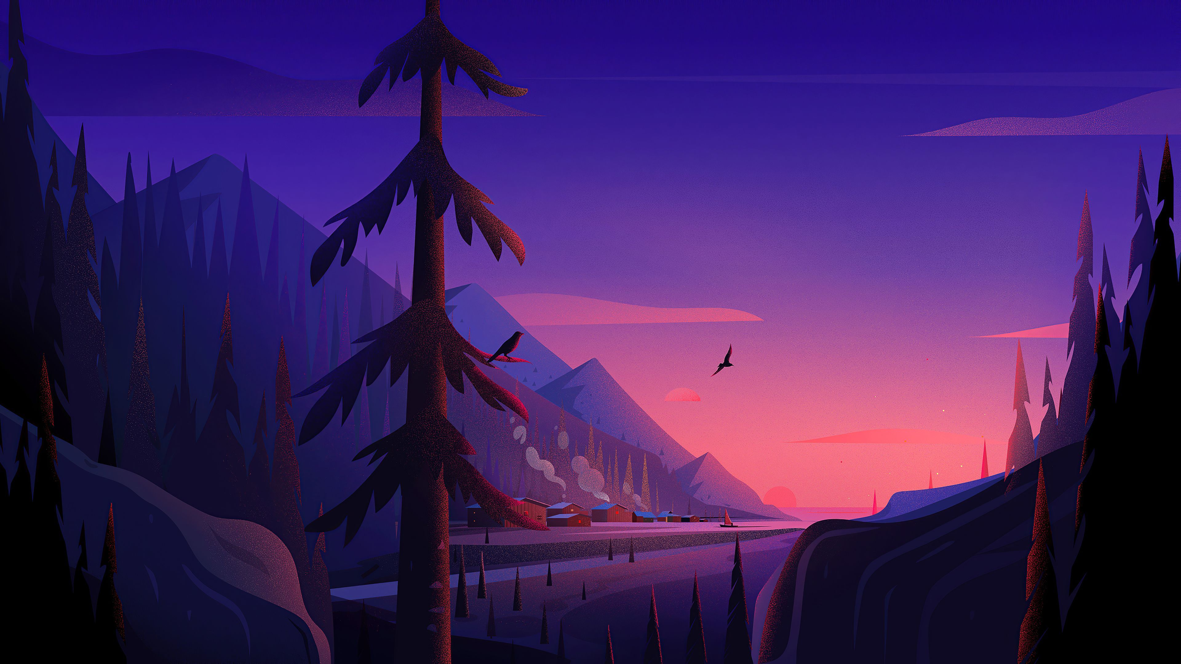 3840x2160 Coastal Town Minimalist 4k Wallpaper, HD Artist Wallpaper, 4k Wallpaper , Image, Background, Photos and Picture