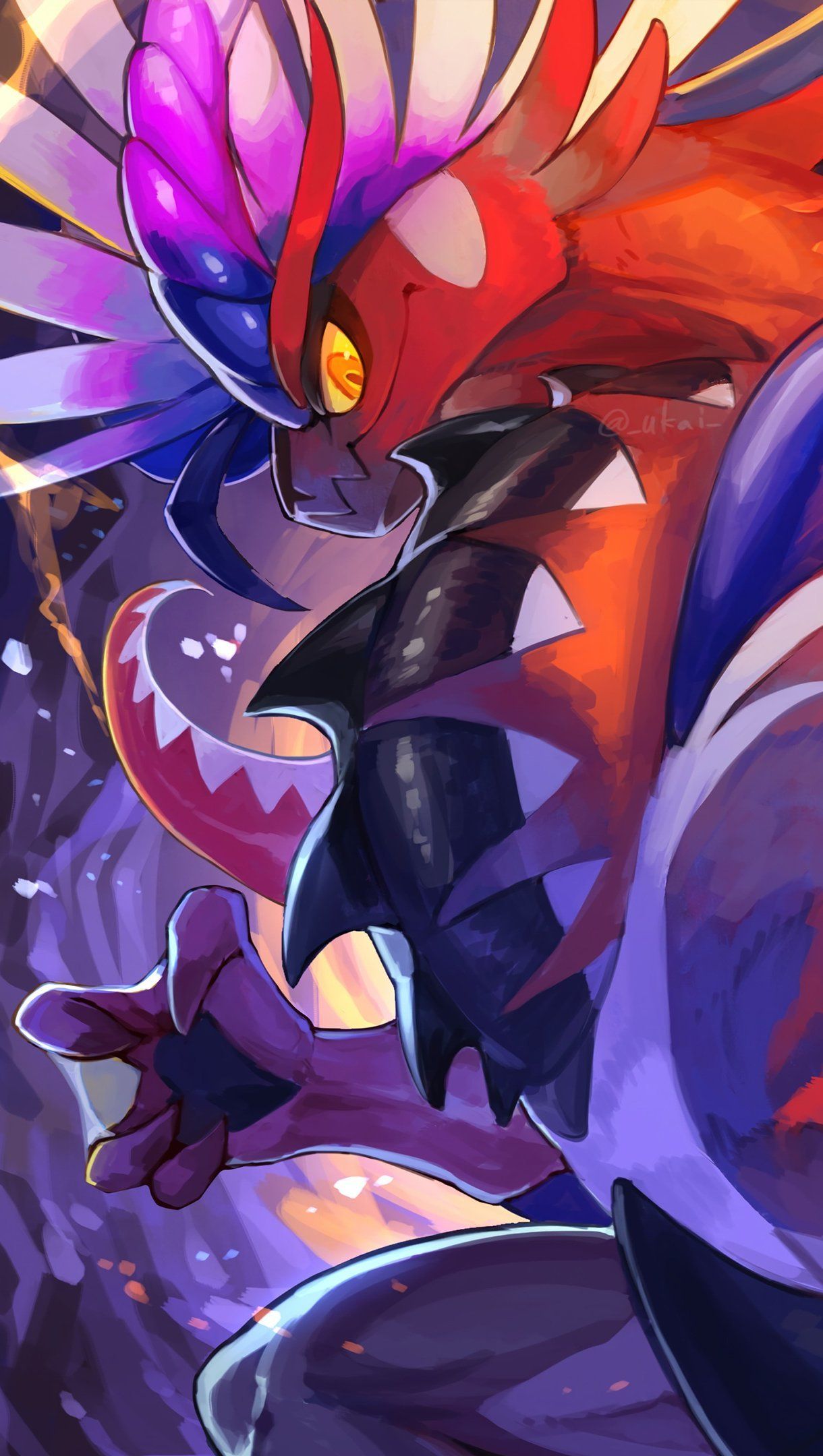 1220x2160 Koraidon from Pokémon Scarlet and Violet Wallpaper 4k for iPhone and Mobile Phone