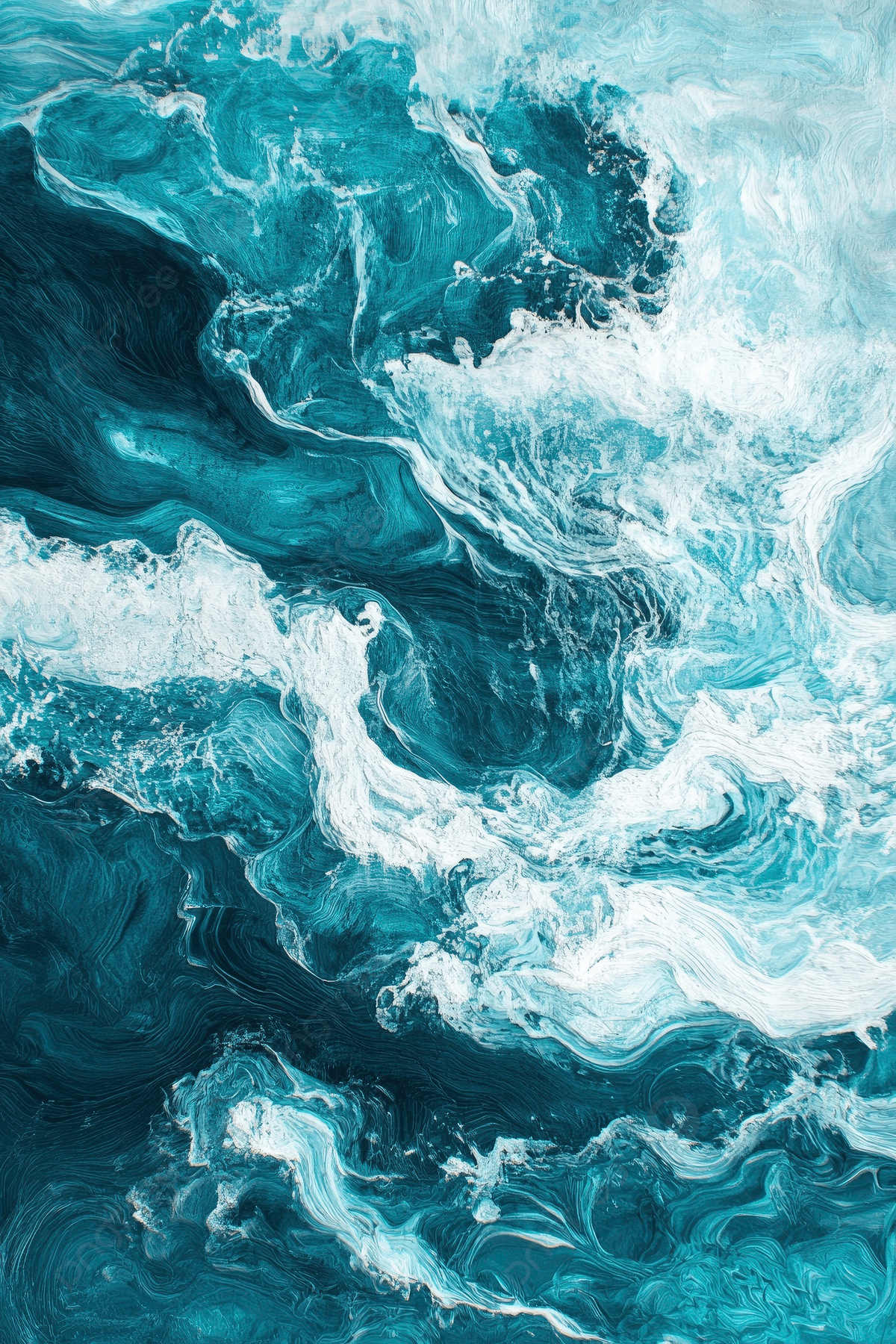 1200x1800 Beautiful Abstract Ocean Waves Dark Turquoise And Light Cyan Background Wallpaper Image For Free Download