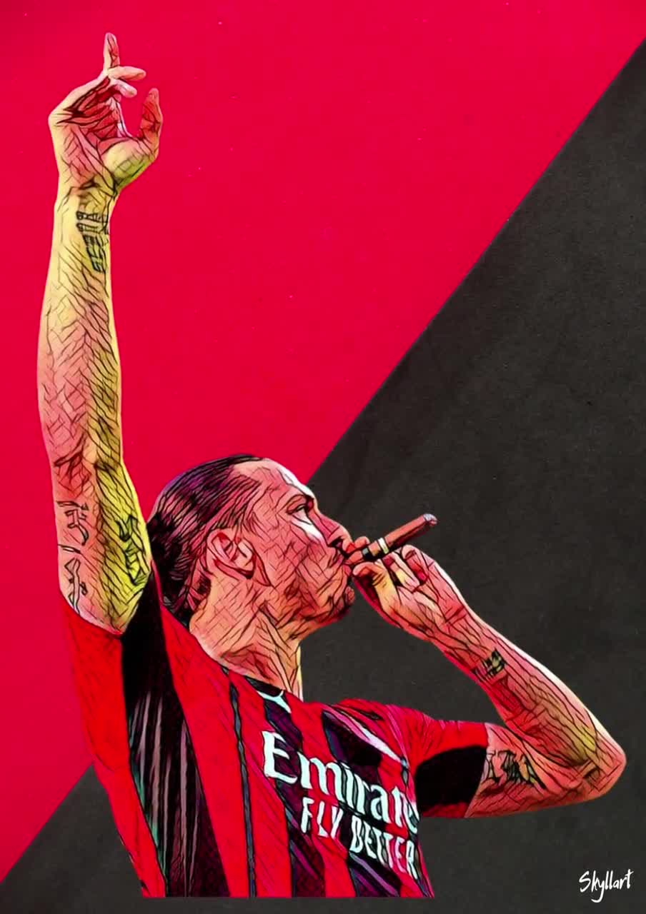904x1280 Zlatan Ibrahimovic AC Milan Cigar Serie A Scudetto Football Forward Soccer Player Sweden. Printable Digital Downloadable
