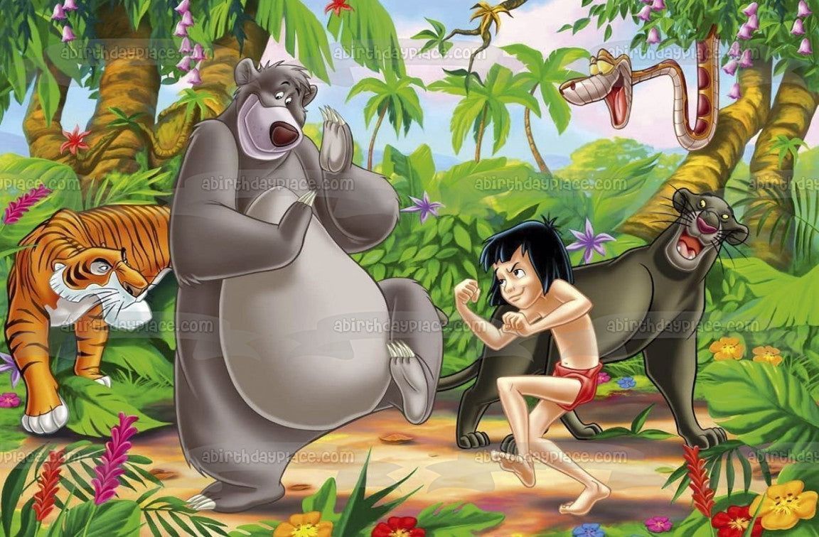 1152x756 The Jungle Book Mowgli Shere Khan Bagheera Baloo and Kaa Edible Cake Topper Image ABPID05035