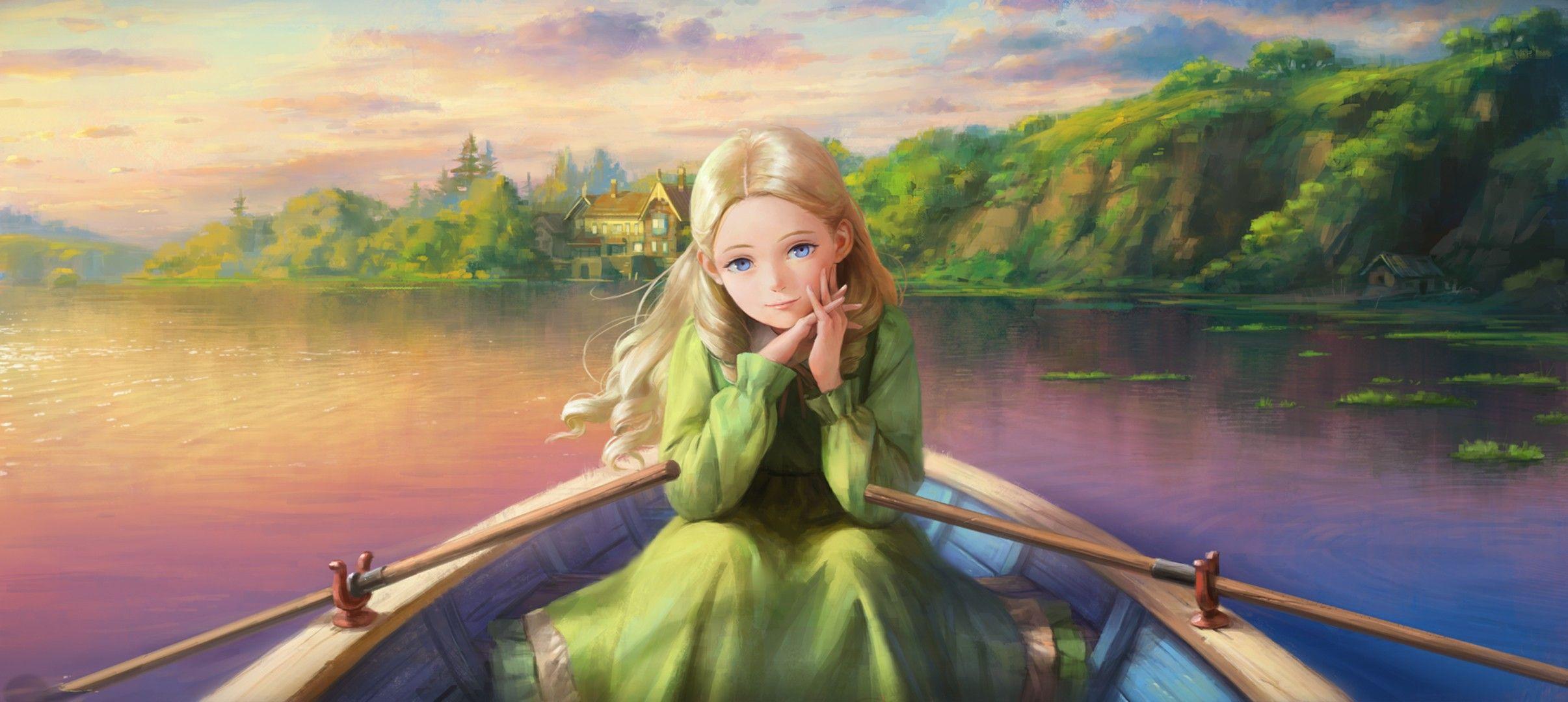 2411x1080 artwork, Boat, When Marnie Was There Wallpaper HD / Desktop
