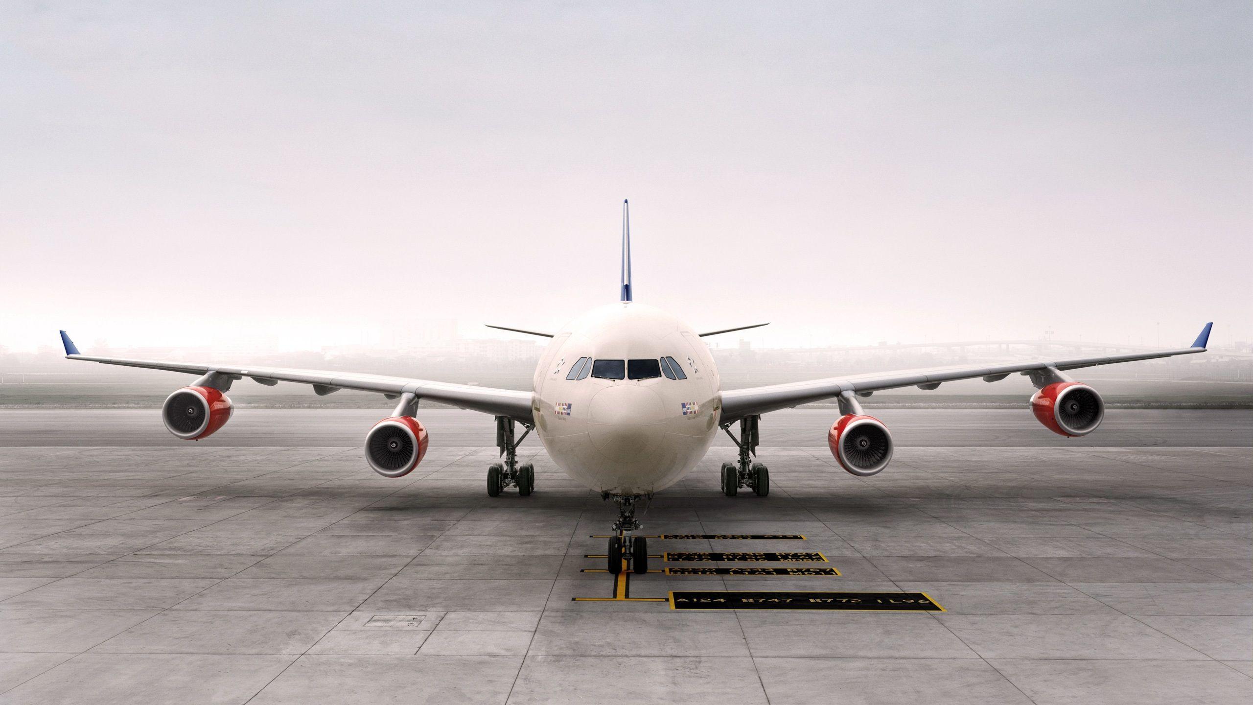 2560x1440 Wallpaper Airbus A340 aircraft front view, airport 2560x1440 QHD Picture, Image