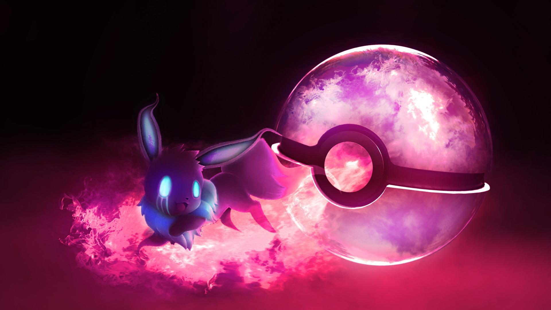 1920x1080 Eevee ghost pokeball wallpaper