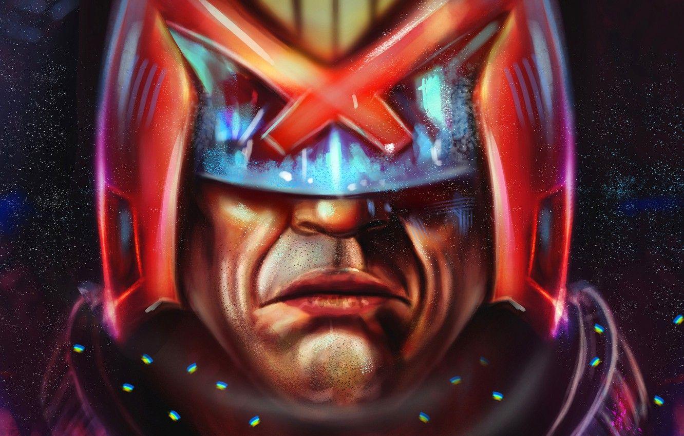 1332x850 Wallpaper fiction, figure, art, helmet, comic, Judge Dredd, Dredd