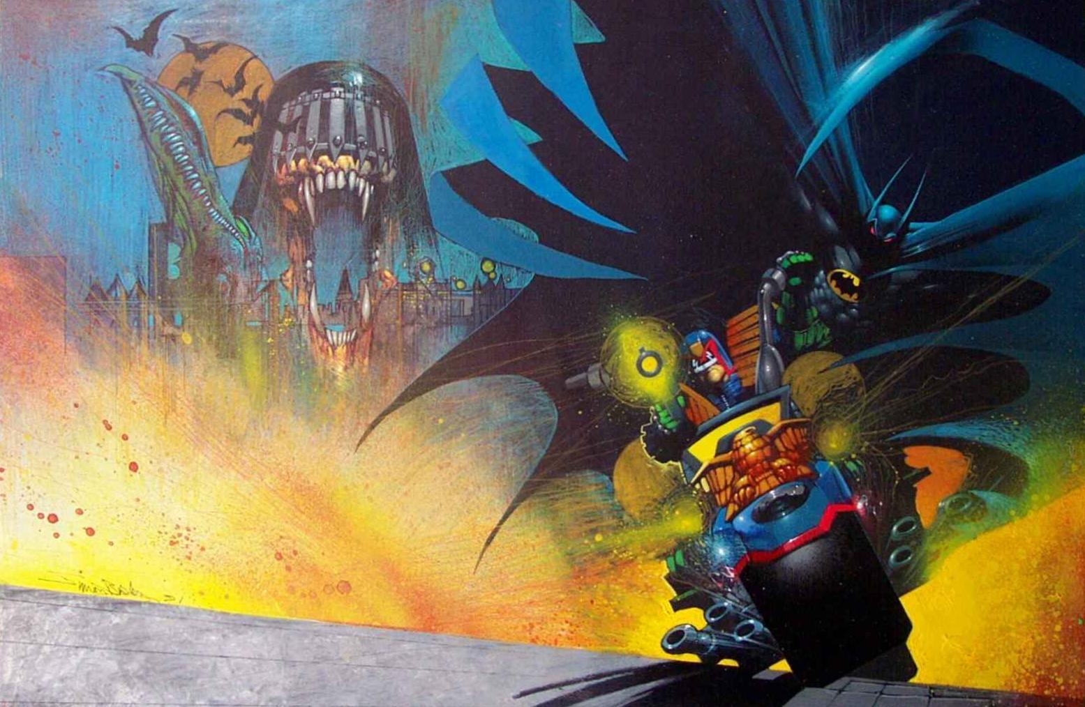 1555x1014 Batman Judge Dredd: Judgment On Gotham Wallpaper And Background