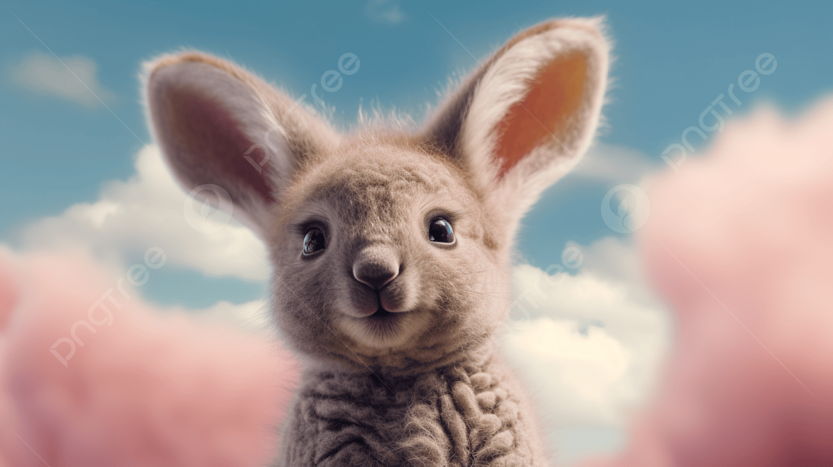 1200x673 Cute Little Kangaroo Sits In The Sky Background, Kangaroo, Pink Fur, Cotton Candy Clouds Background Image And Wallpaper for Free Download