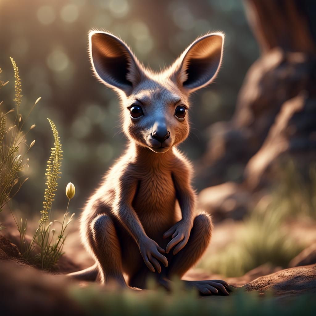 1024x1024 Cute baby kangaroo Baby Kangaroo: Detailed Matte Pai
