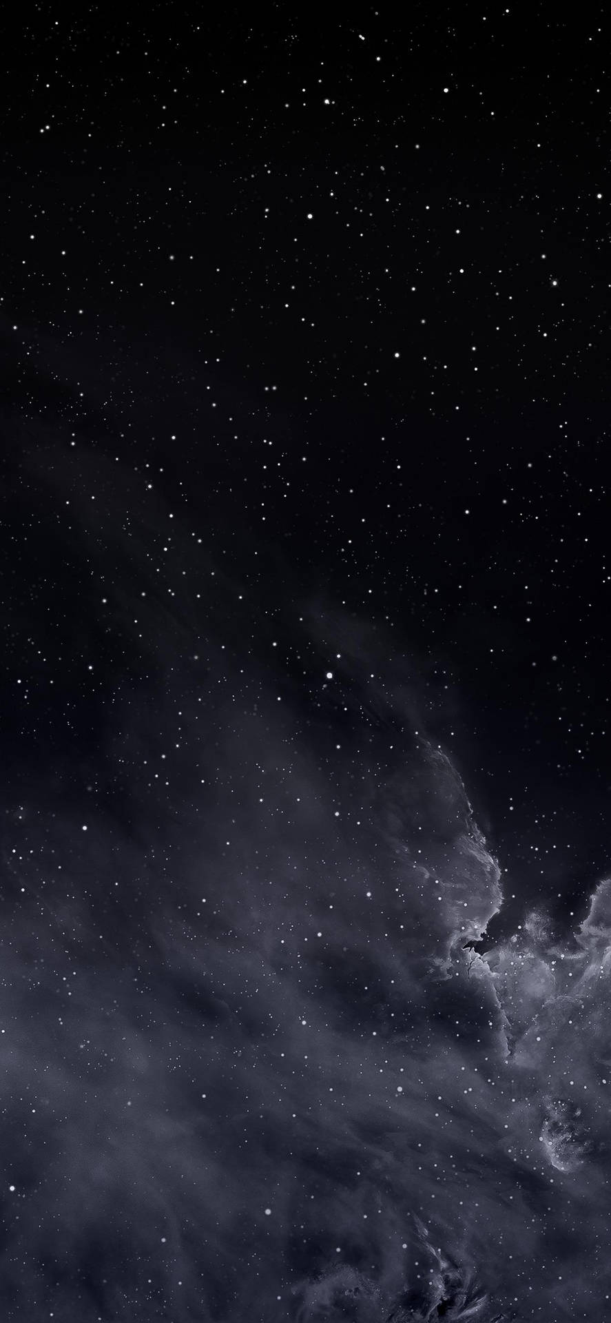 887x1920 Download Stars In Cloudy Sky In Dark Mode Wallpaper