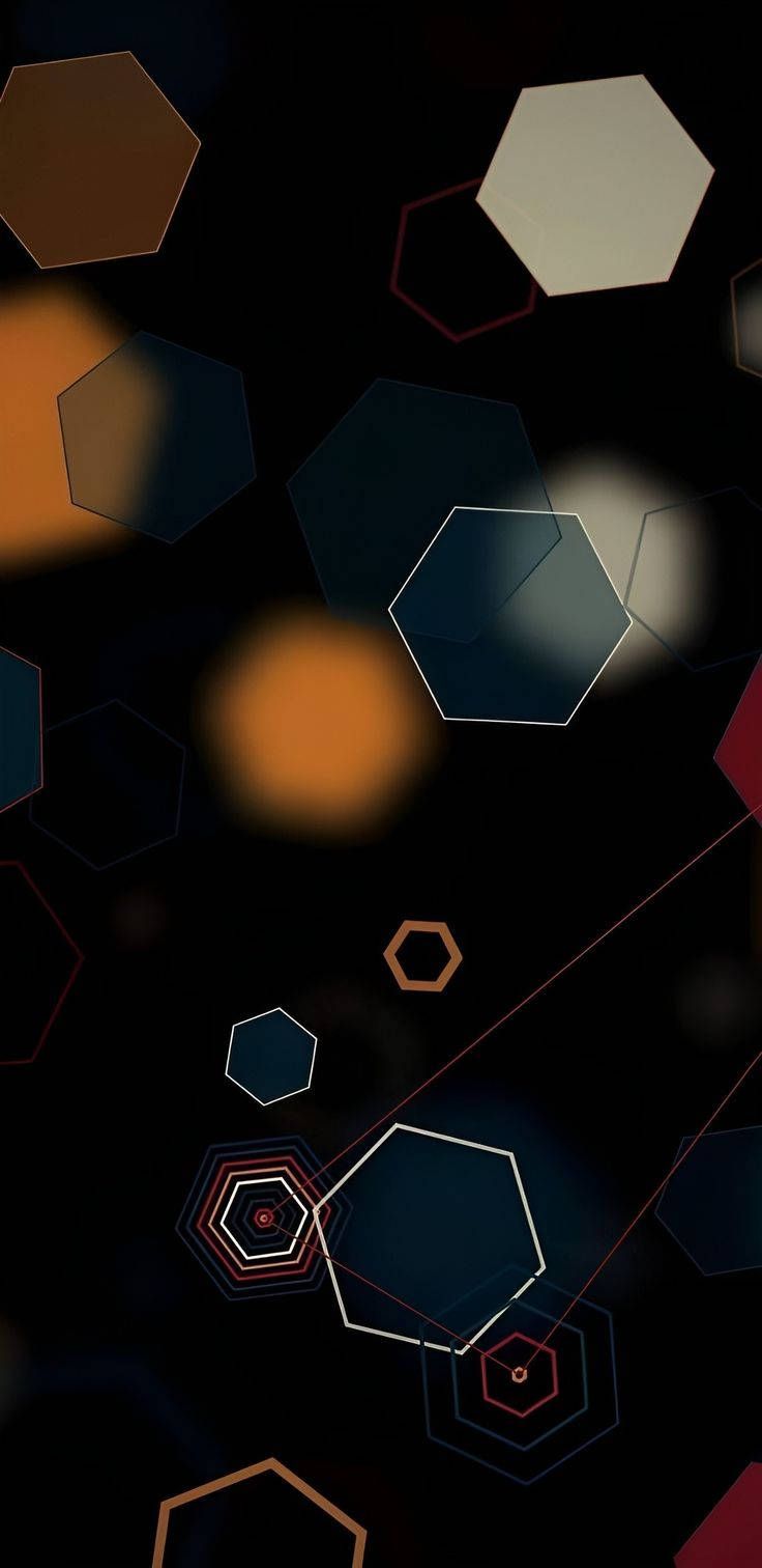 736x1512 Download 3D Phone Hexagons Dark Theme Wallpaper