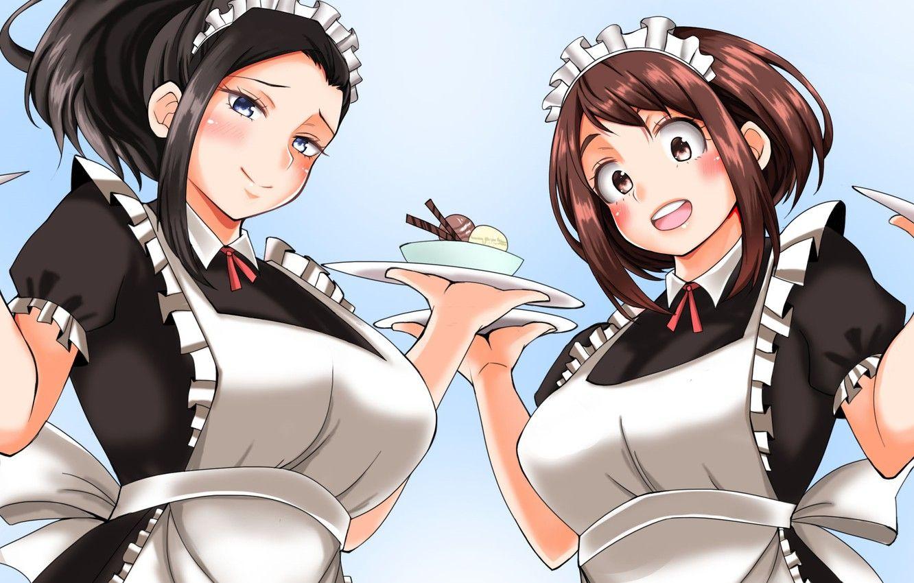 1332x850 Wallpaper Boku no Hero Academy, Pixiv, My Hero Academia, Uraraka Ochako, Presence Of Momo image for desktop, section сёнэн