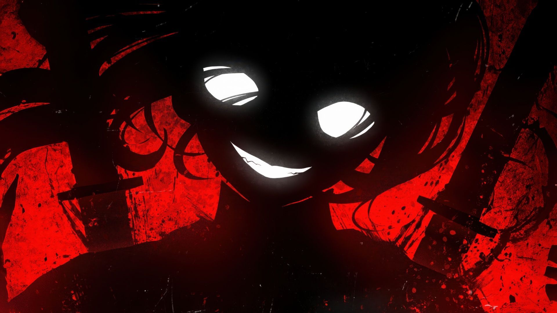1920x1080 Devil Wallpaper 4K, Anime girl, Red background