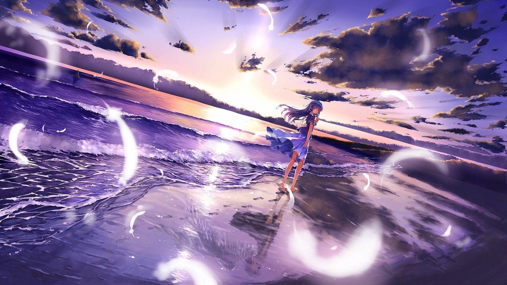 1920x1080 purple anime beach 1920x1080