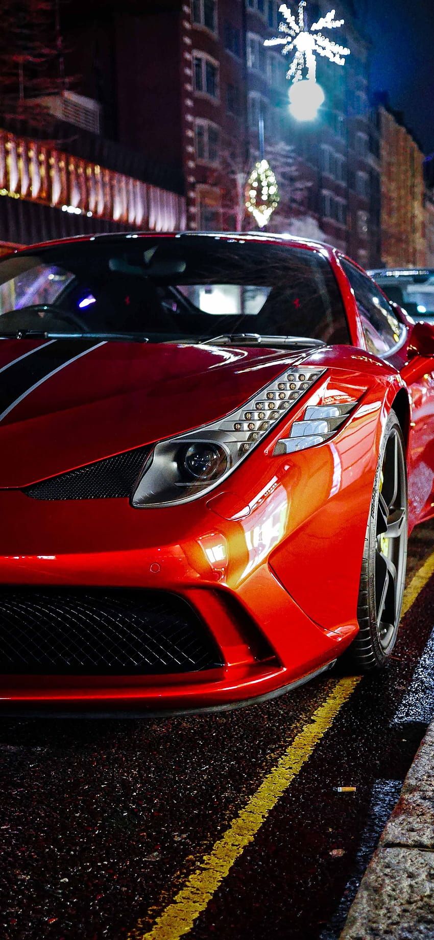 850x1840 iPhone Red Ferrari Supercar, Night, supercars iphone HD phone wallpaper