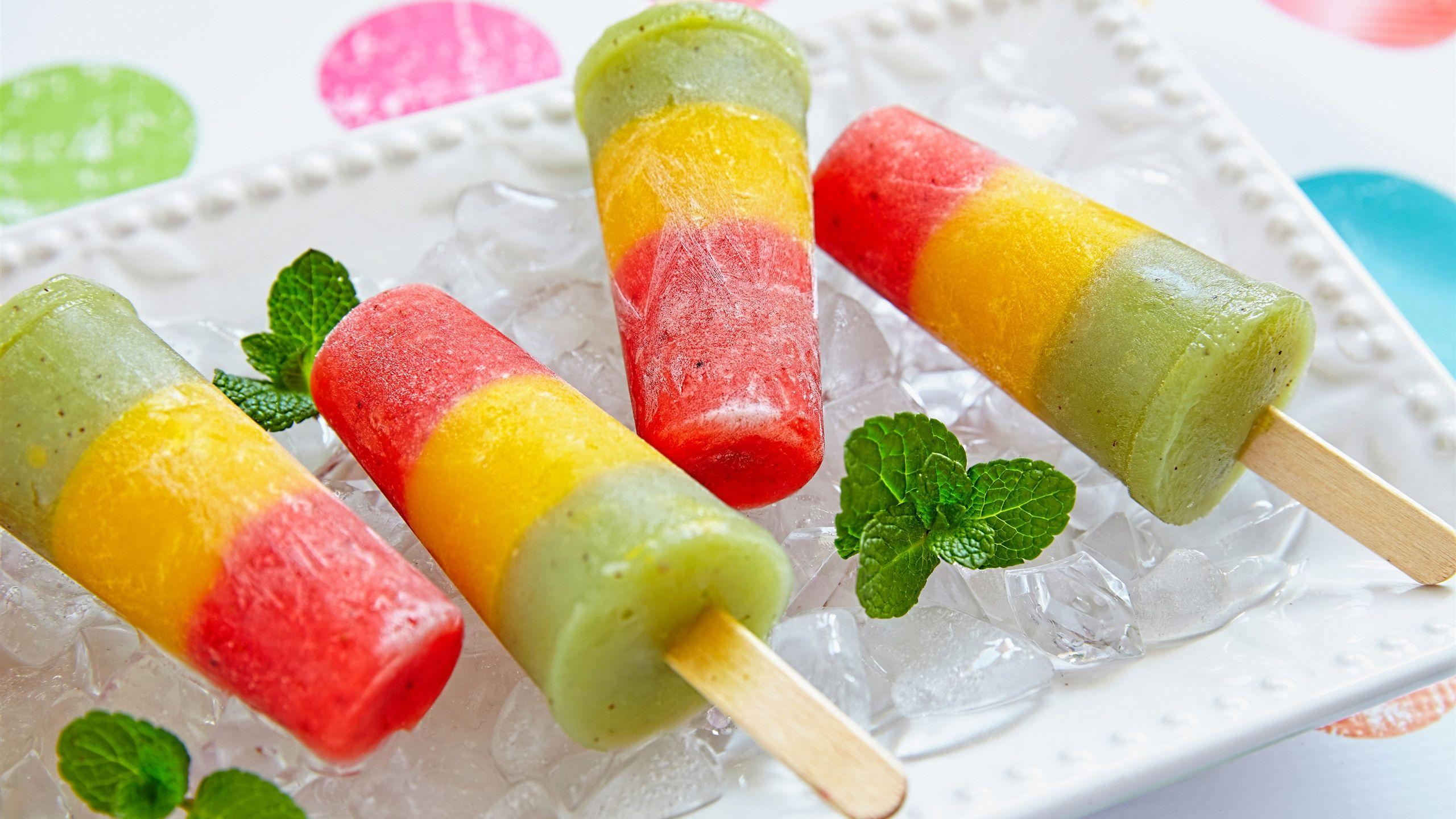 2560x1440 Wallpaper Rainbow colors ice cream, popsicles 3840x2160 UHD 4K