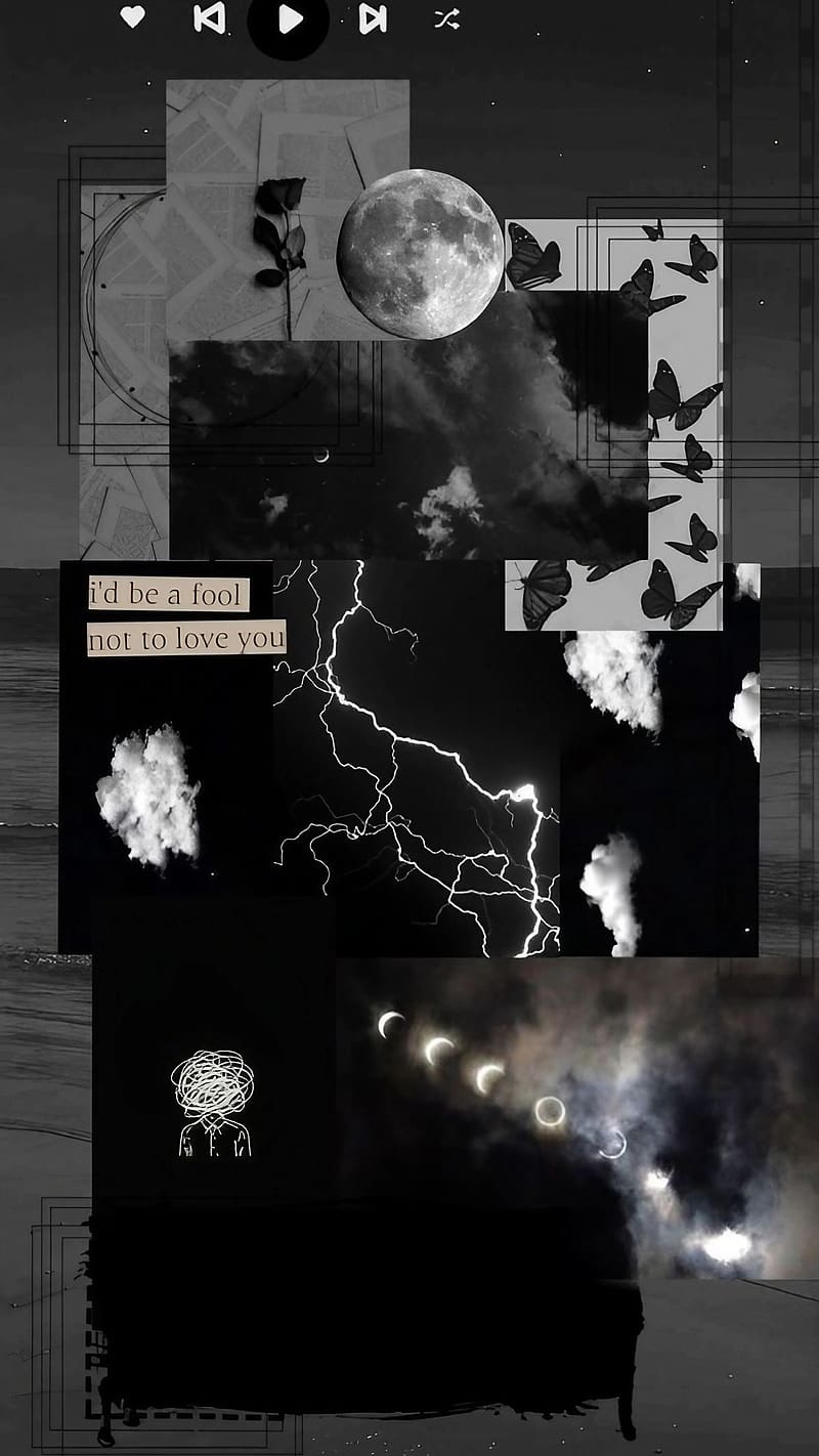 800x1422 Black And White Aesthetic, Moon And Thunder Lightning, moon, thunder lightning, HD phone wallpaper