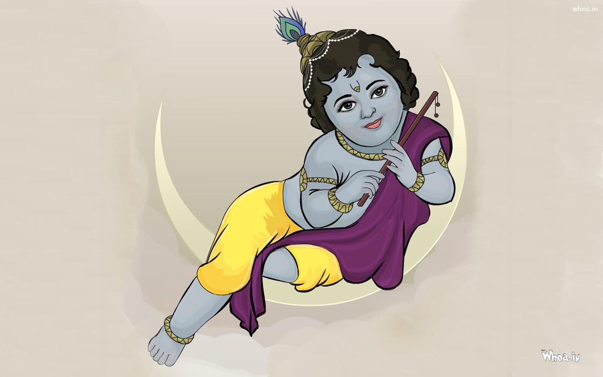 1920x1200 Bal Shree Krishna Setting On The Moon HD Wallpaper
