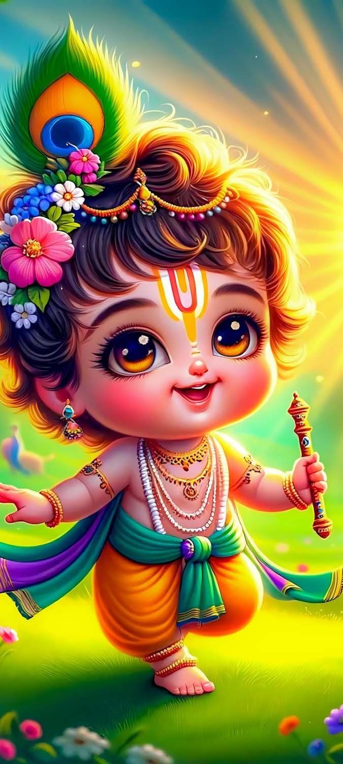 675x1500 Cute little Krishna iPhone Wallpaper