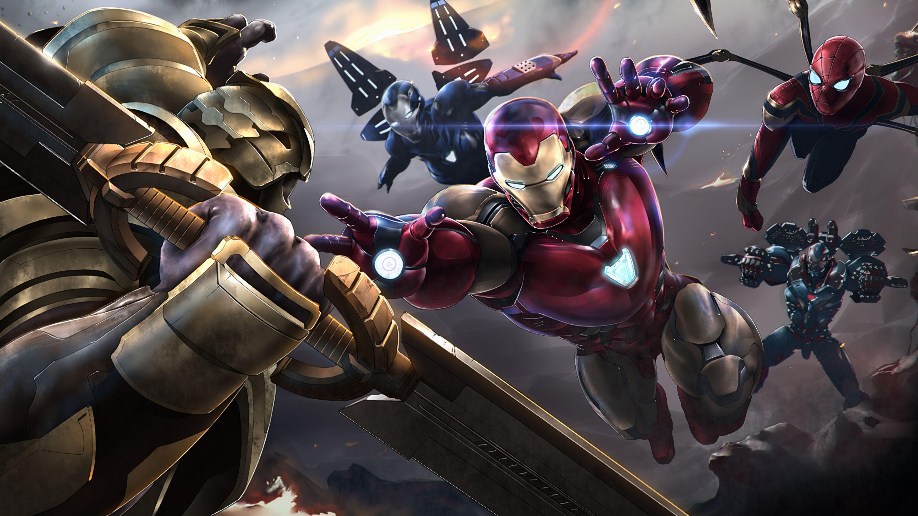3840x2160 Wallpaper 4k Thanos Vs Iron Man Team 4k Wallpaper, Artwork