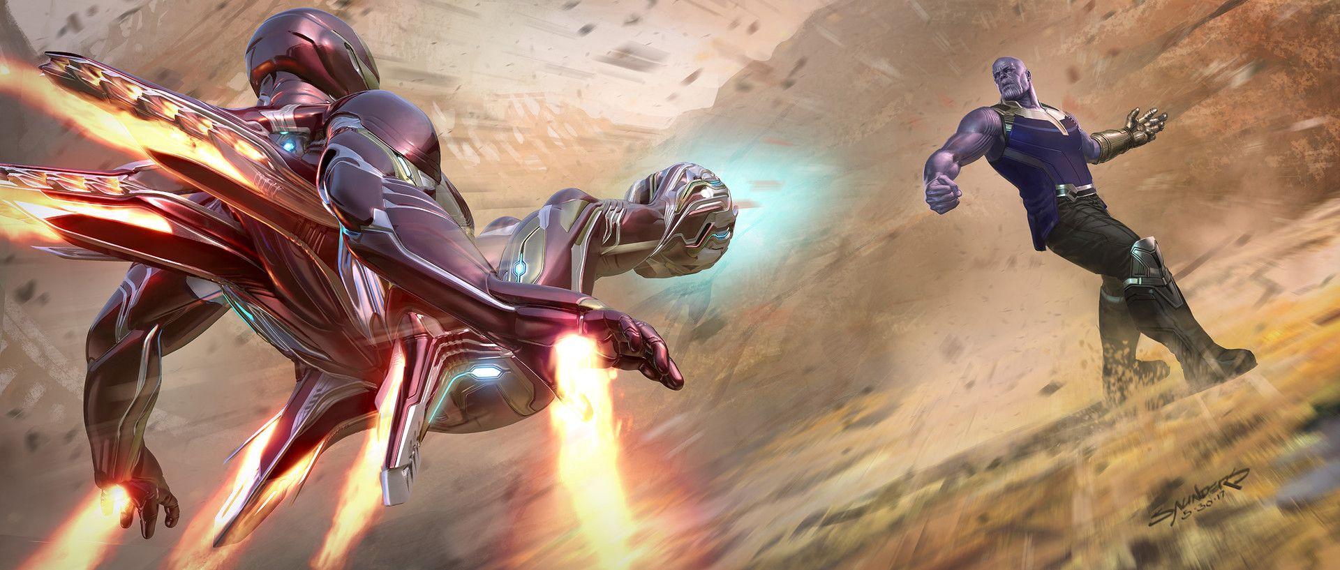 1920x817 Avengers: Infinity War (2017) Man Mk50 vs. Thanos on Titan Keyframe