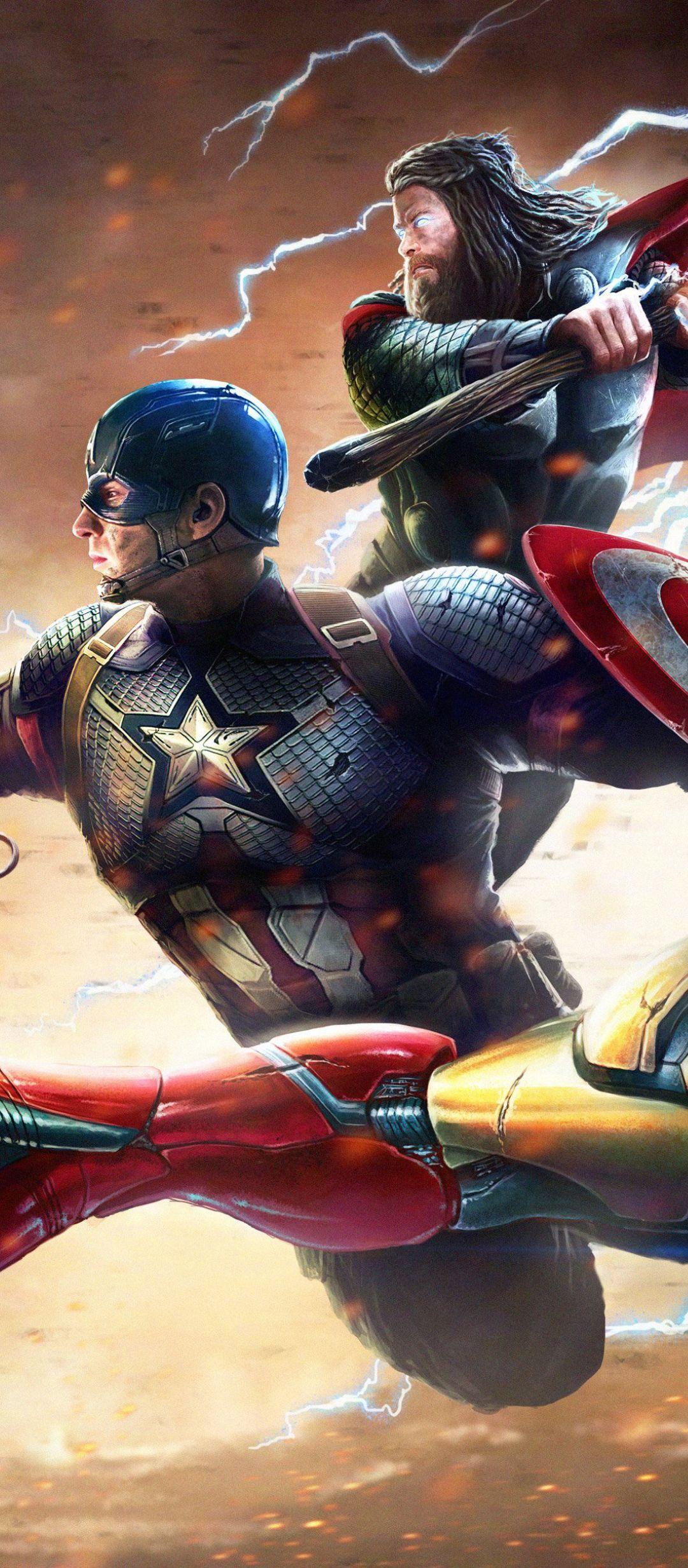 1080x2460 Thanos Against Captain America Iron Man and Thor
