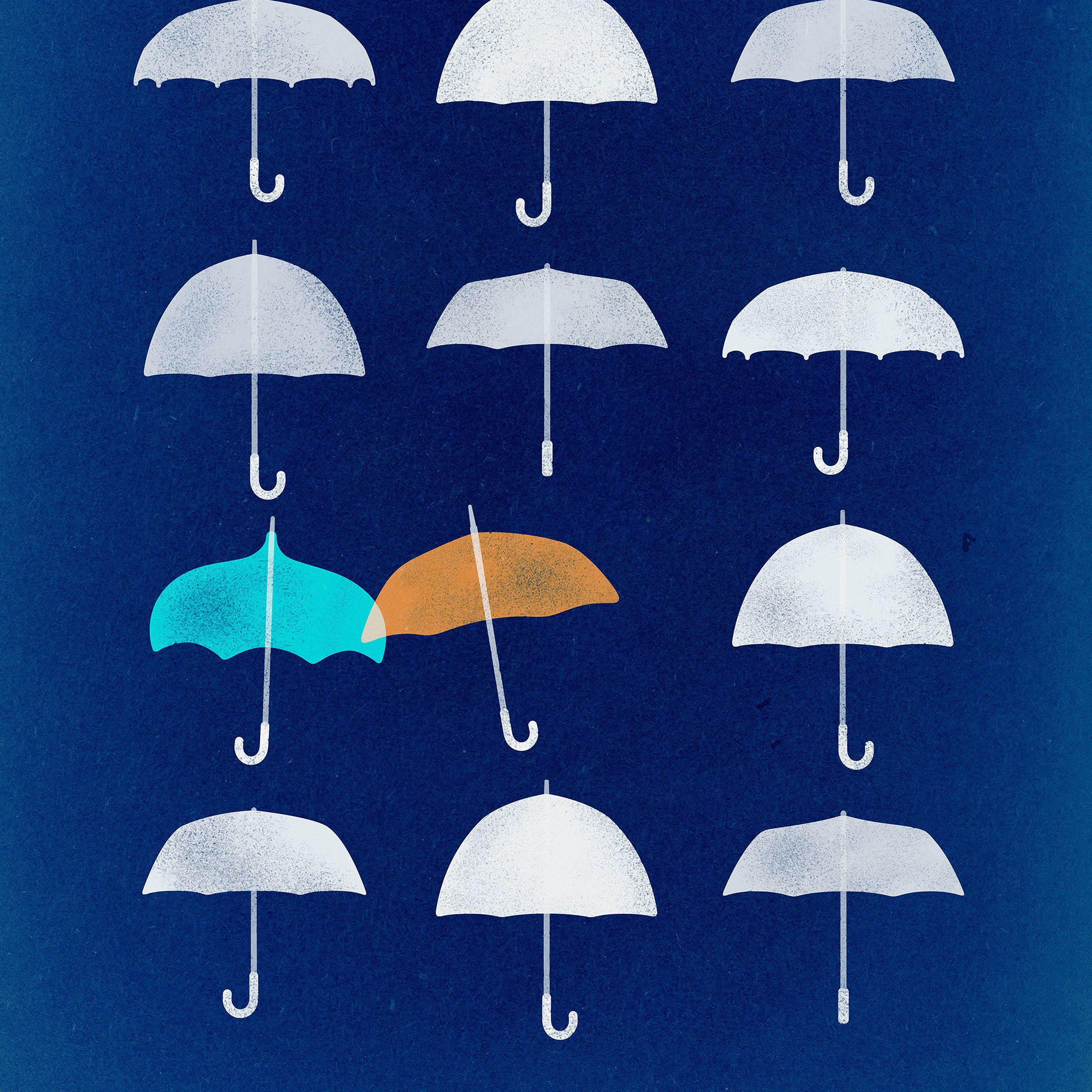 2732x2732 Blue Umbrella Cute Minimal Art Disney Wallpaper