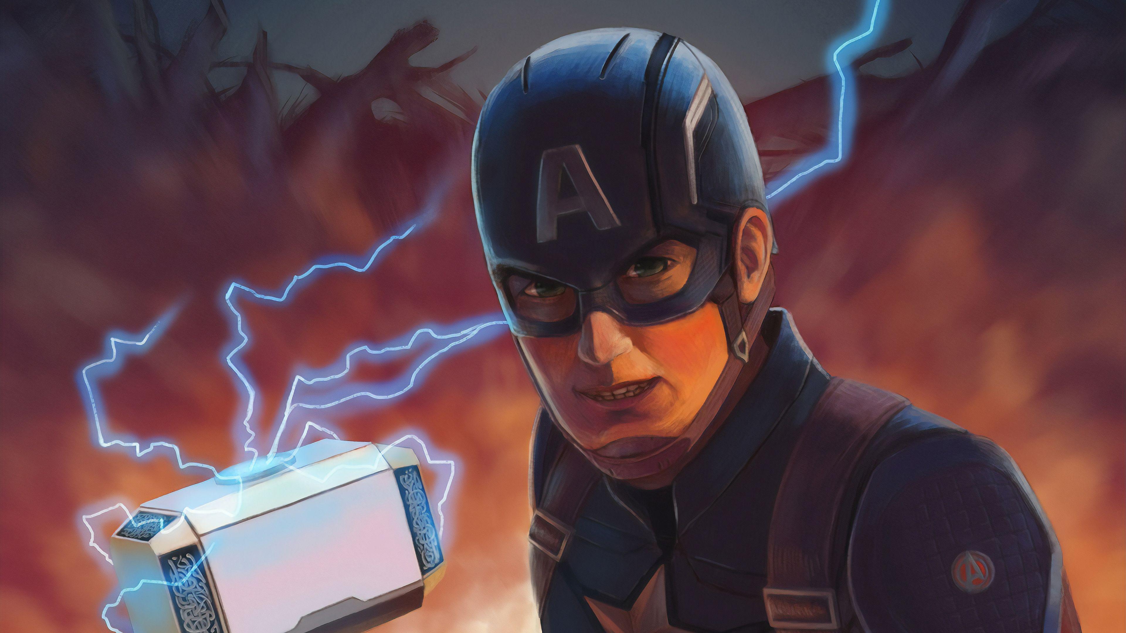 3840x2160 Wallpaper 4k Captain America Mjolnir Art 4k Wallpaper, Artist
