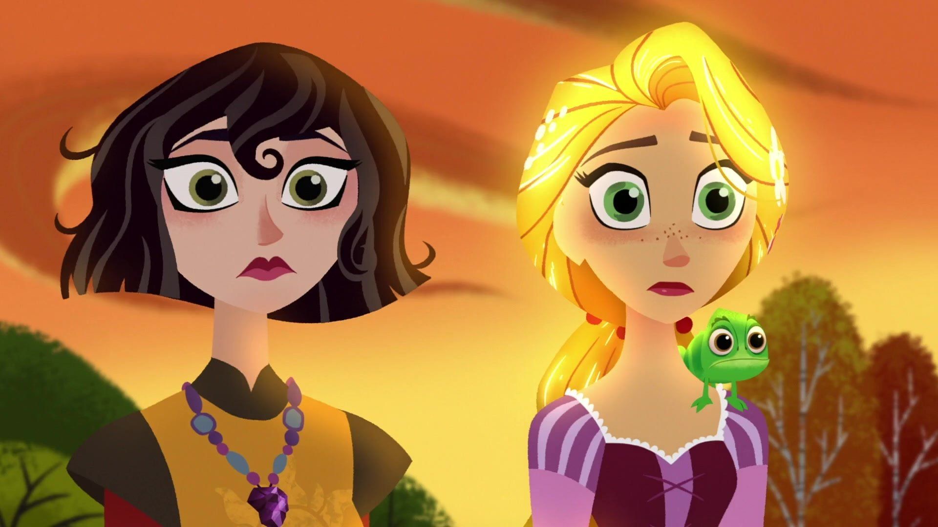1920x1080 Download Green Eyes Tangled Pascal (Tangled) Rapunzel Cassandra (Tangled) TV Show Tangled: The Series HD Wallpaper
