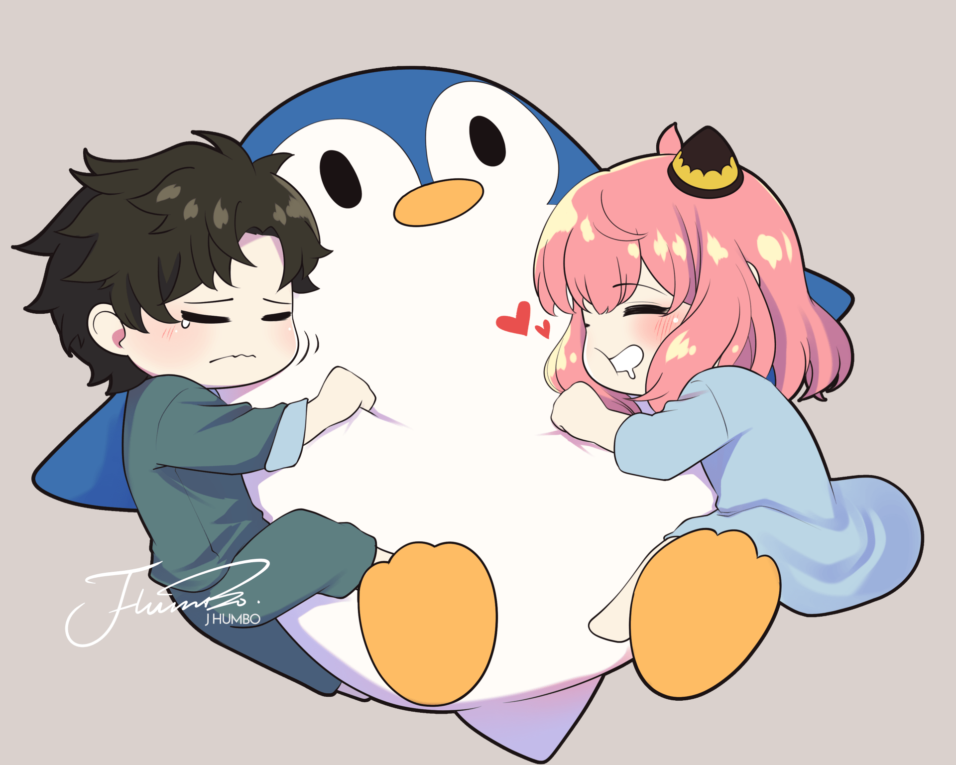 1920x1536 Spy x Family 4K: Anya & Damian's Adorable Penguin Hug Wallpaper by ハンボ