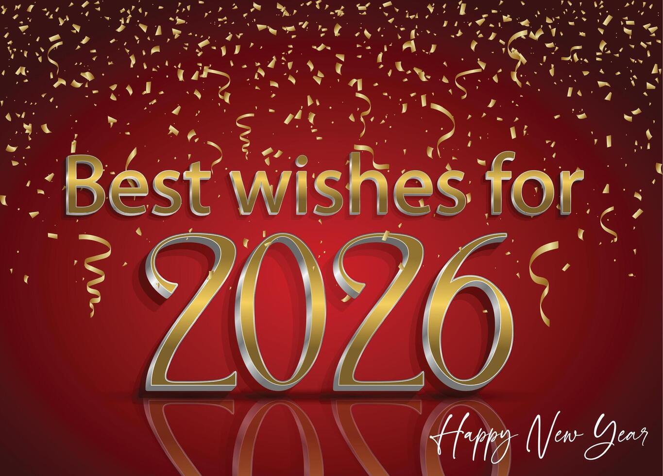 1365x980 Happy New Year background design with shimmering golden confetti on a vibrant red backdrop