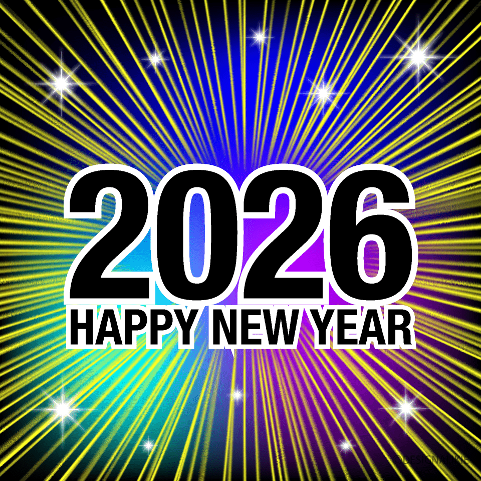 960x960 Happy New Year 2026 Glitter Universe Illustration Free PNG Image｜Illustoon