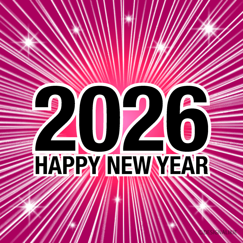 960x960 Happy New Year 2026 Glitter Pink Illustration Free PNG Image｜Illustoon