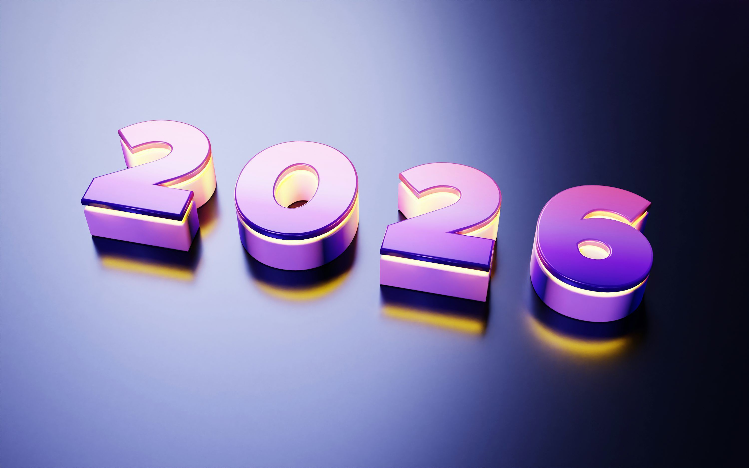 3000x1875 The year 2026 in metallic numbers photo