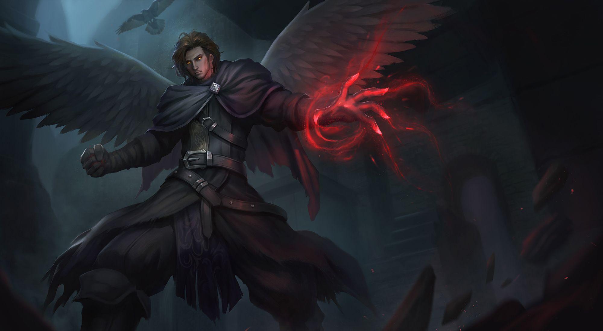2000x1101 Angel Man With Wings Dark Magic Art, HD Artist, 4k Wallpaper, Image, Background, Photo and Picture