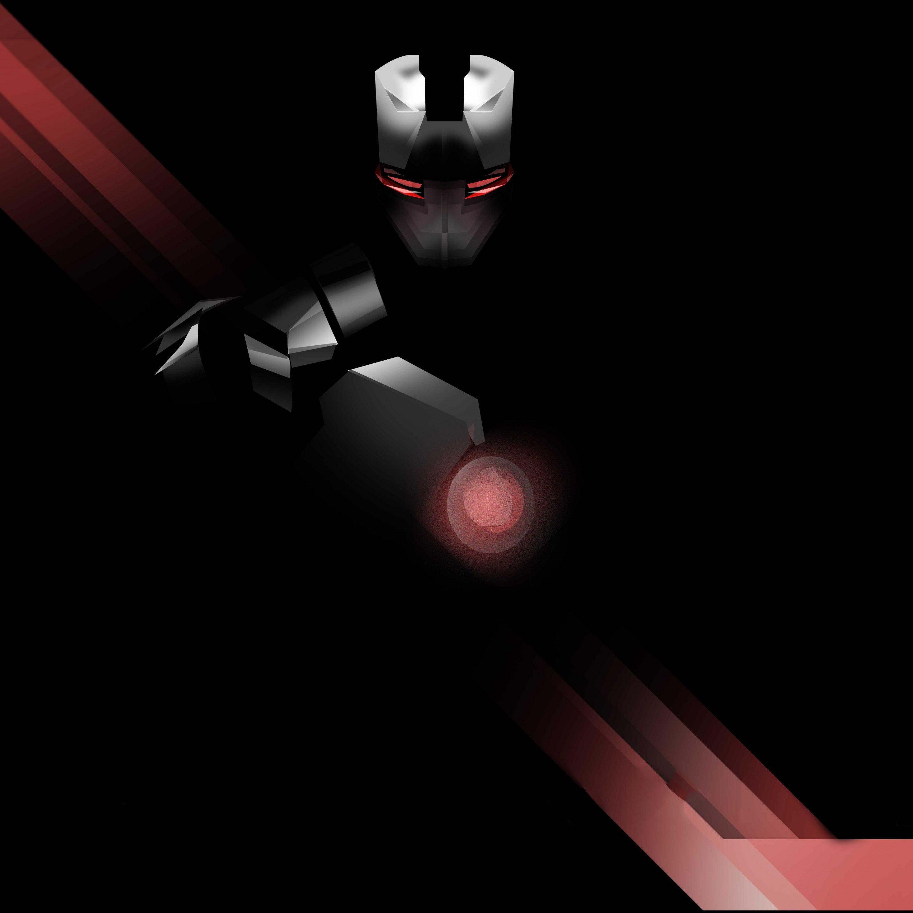 2932x2932 Download War machine, superhero, minimal, black edition wallpaper